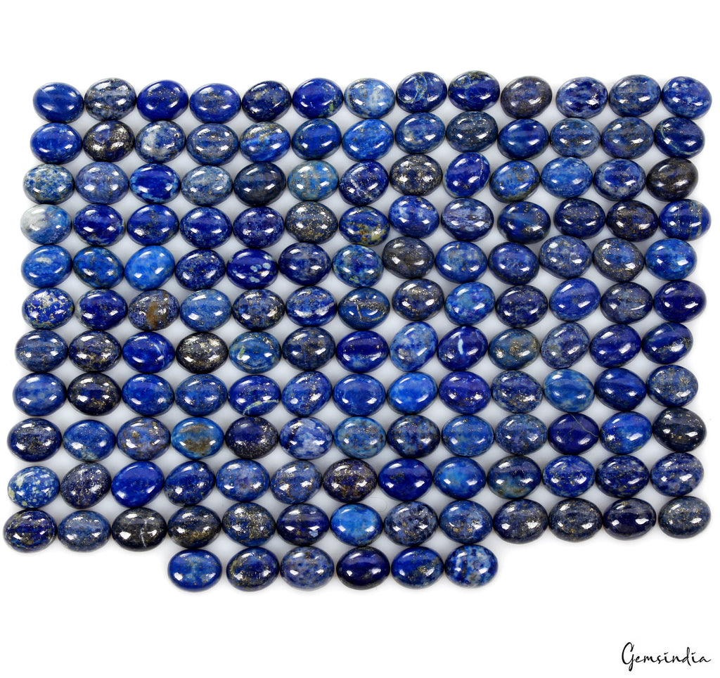 150 Pcs 10x8mm Natural Lapis Lazuli Gemstones Calibrated Oval Cab Wholesale Lot