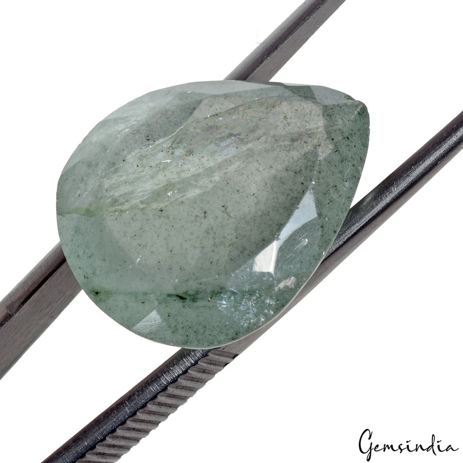 Certified 28.80 Ct Natural Brazilian Untreated Green Aquamarine Pear Faceted Gem