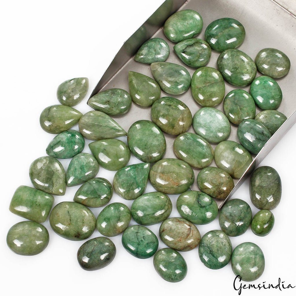 760 Ct/45 Pcs Natural Brazilian Green Emerald Mix Cab Loose Gems Lot For Jewelry