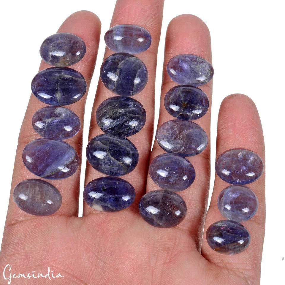 117.50 Ct Natural Untreated Violet Blue Iolite Oval Cab Loose Gemstones lot~18 P