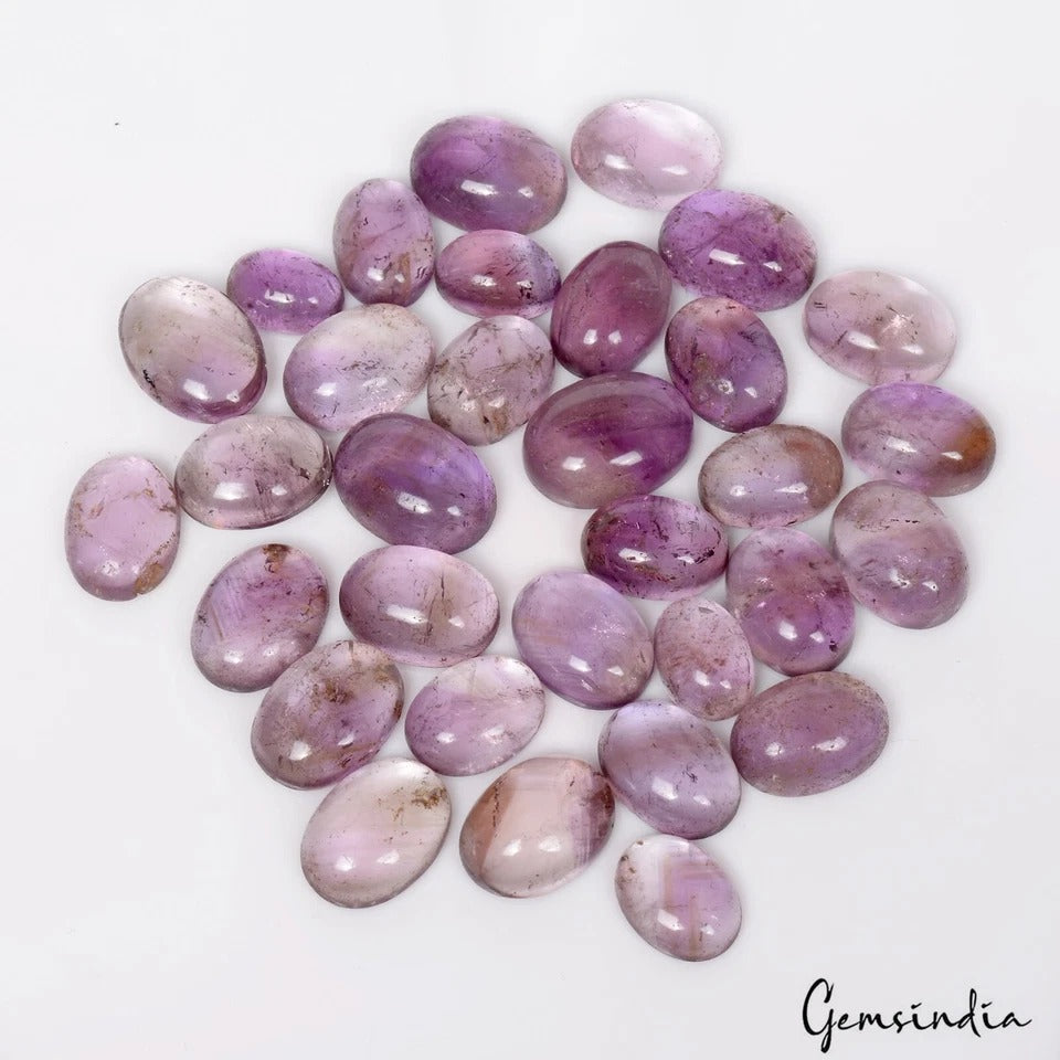 Amethyst Lot, Cabochon, Untreated, Purple — 32 Pieces, 15mm to 20mm, 420 Ct