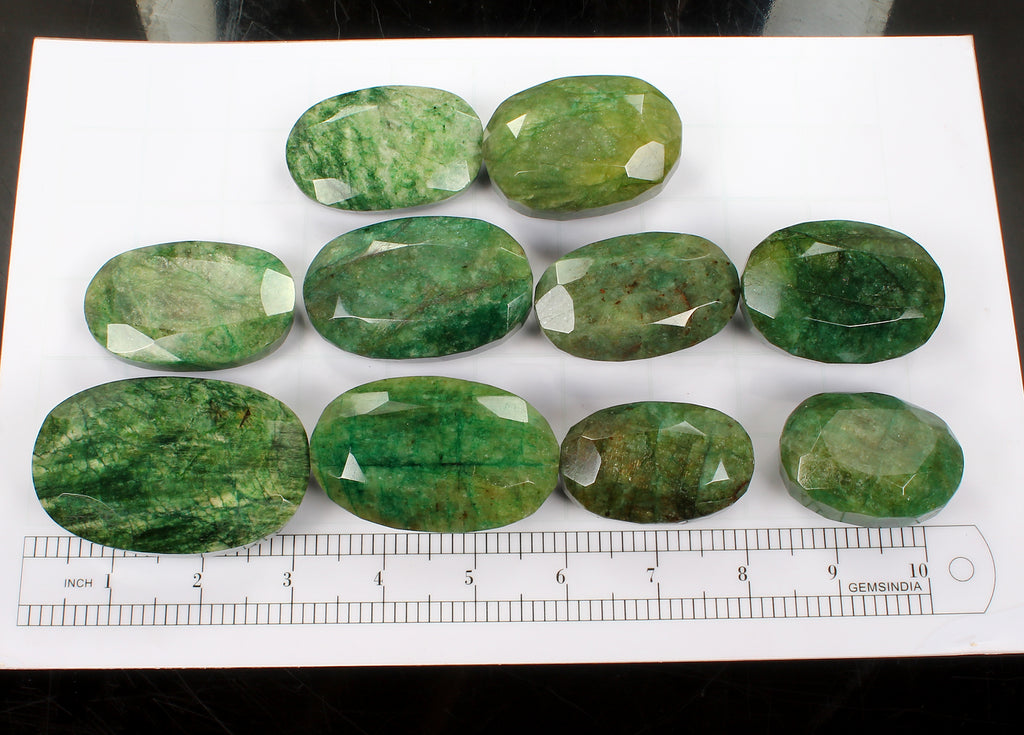 Emerald Lot, Loose Gemstone, Oval Cut, Color Enhanced — 10 Pieces, 51mm to 75mm, 5000 Ct, Brazil