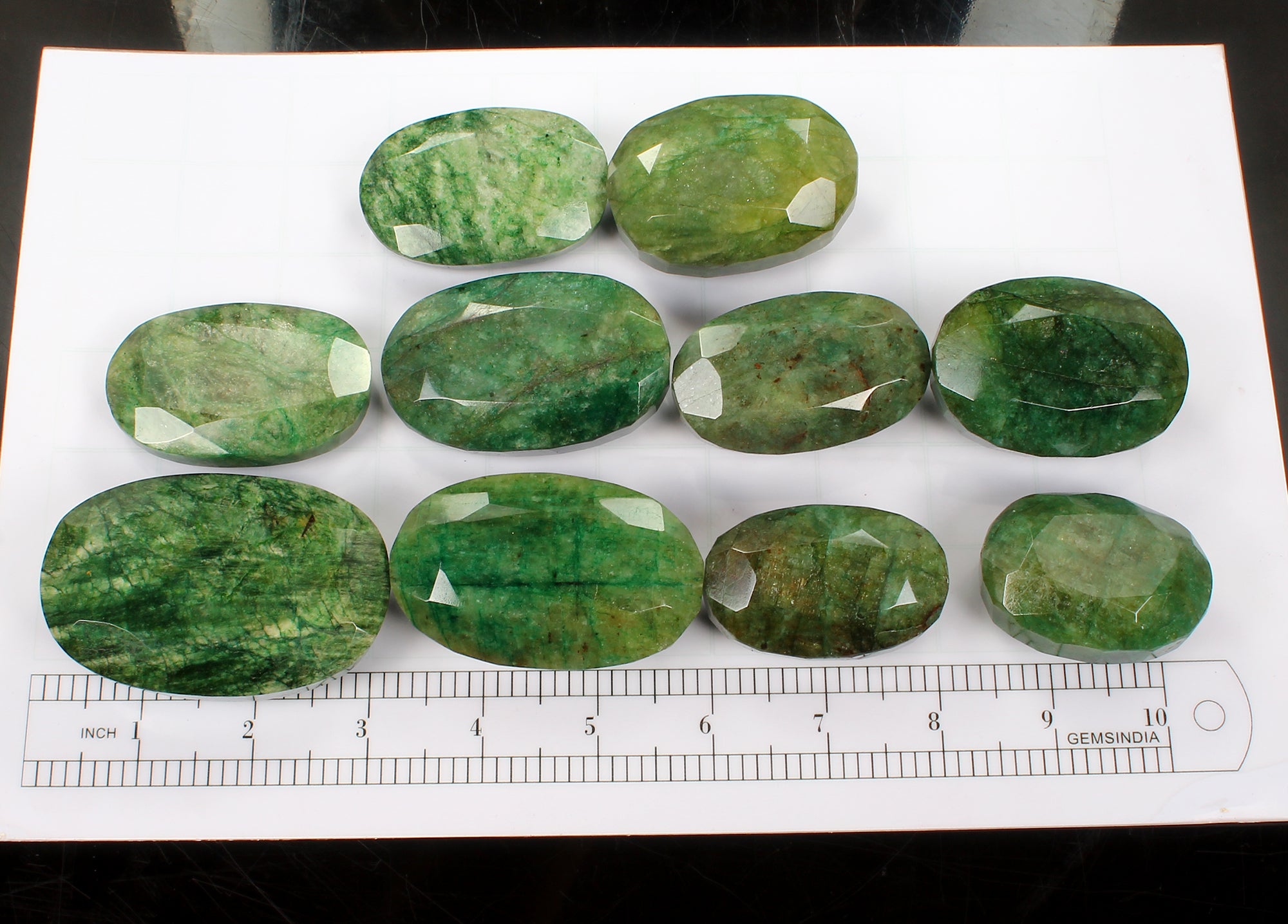 Emerald Lot, Loose Gemstone, Oval Cut, Color Enhanced — 10 Pieces, 51mm to 75mm, 5000 Ct, Brazil