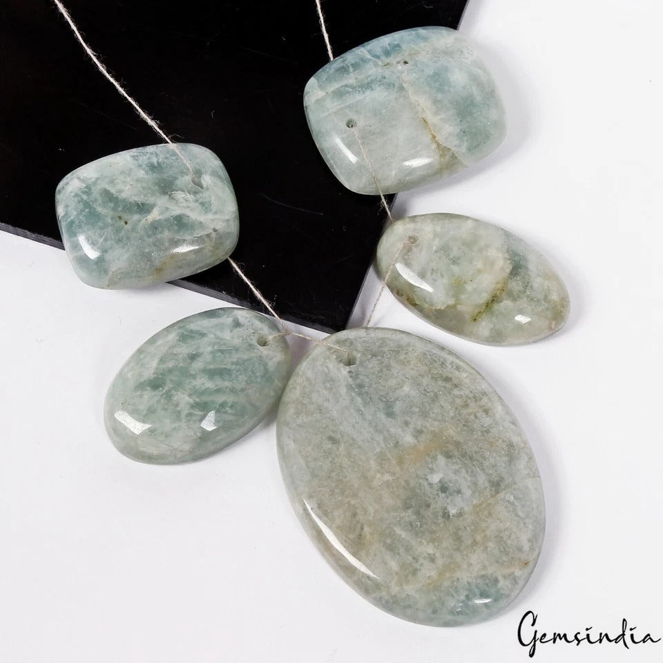 5 Pc Natural Blue Green Beryl Aquamarine Mix Shape Loose Drilled Bead/Briolettes