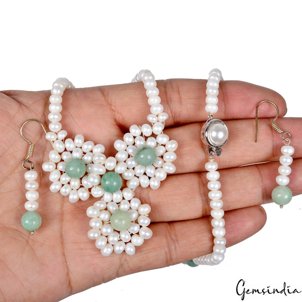 Pearl Necklace, Untreated, Green — 22 Inch, Brazil