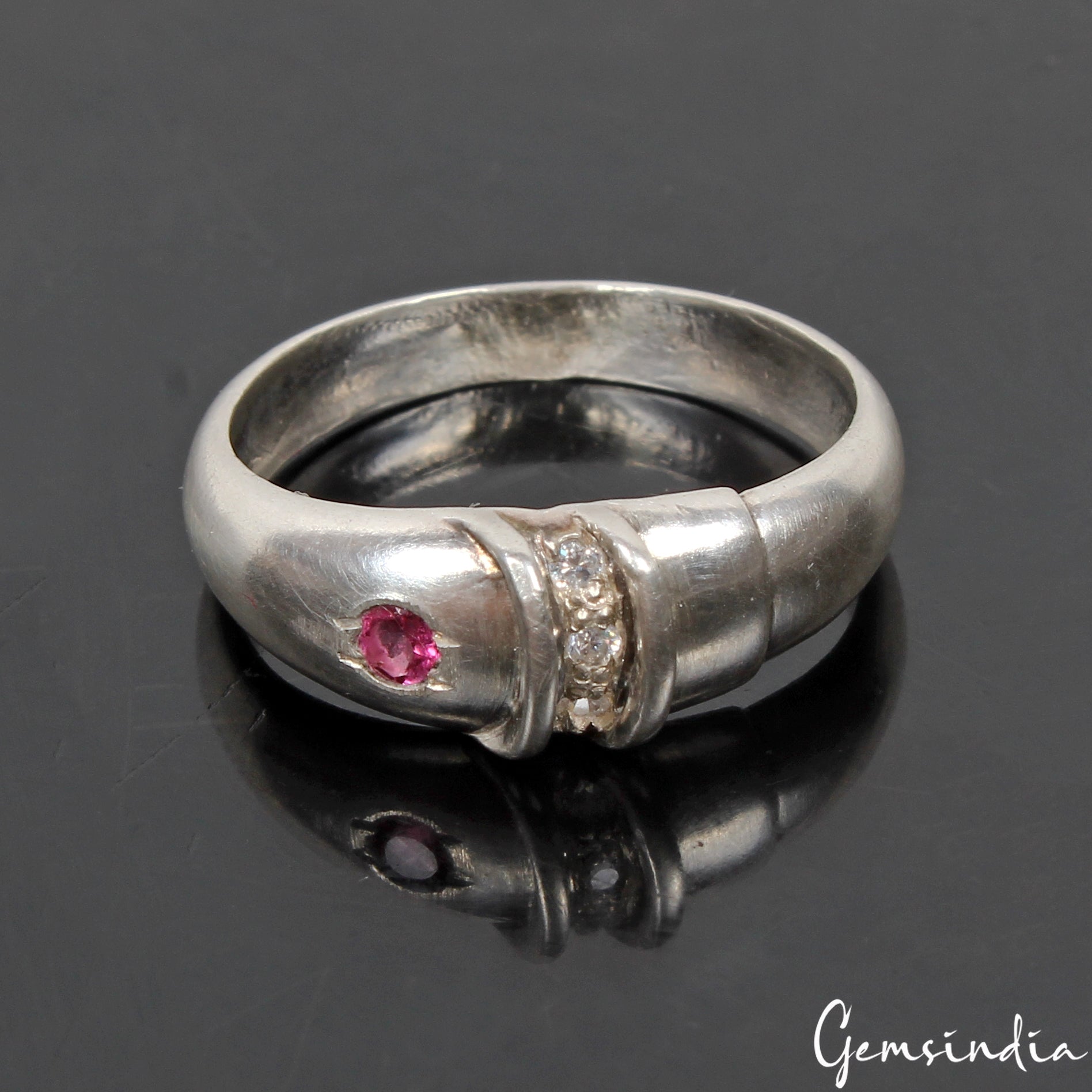Handmade 925 Sterling Silver Ring Pink Tourmaline Natural Stone Jewelry Size 7US