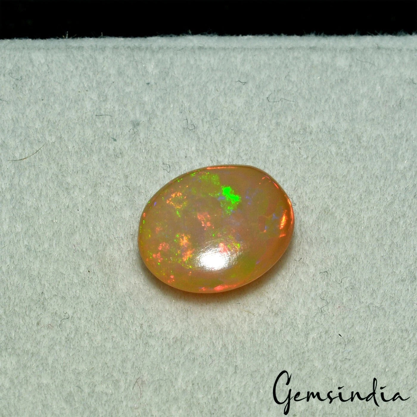 Fire Opal Loose Gemstone, Oval Cabochon, Untreated — 9x8x4 mm, 1.50 Ct, Ethiopia