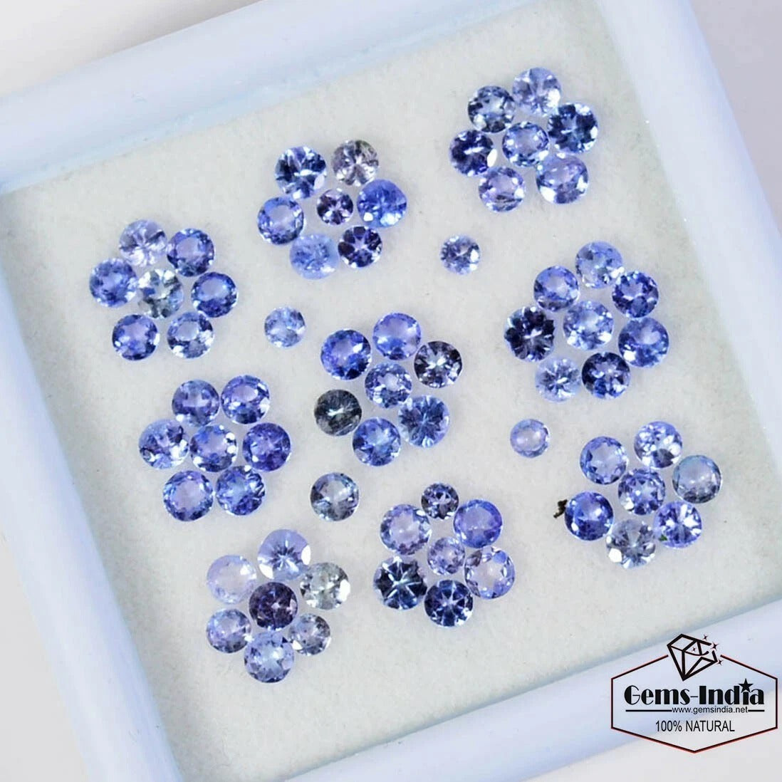 77Pcs Natural Tanzanite Sparkling Blue 2.5mm Round Cut Loose Gemstones Untreated