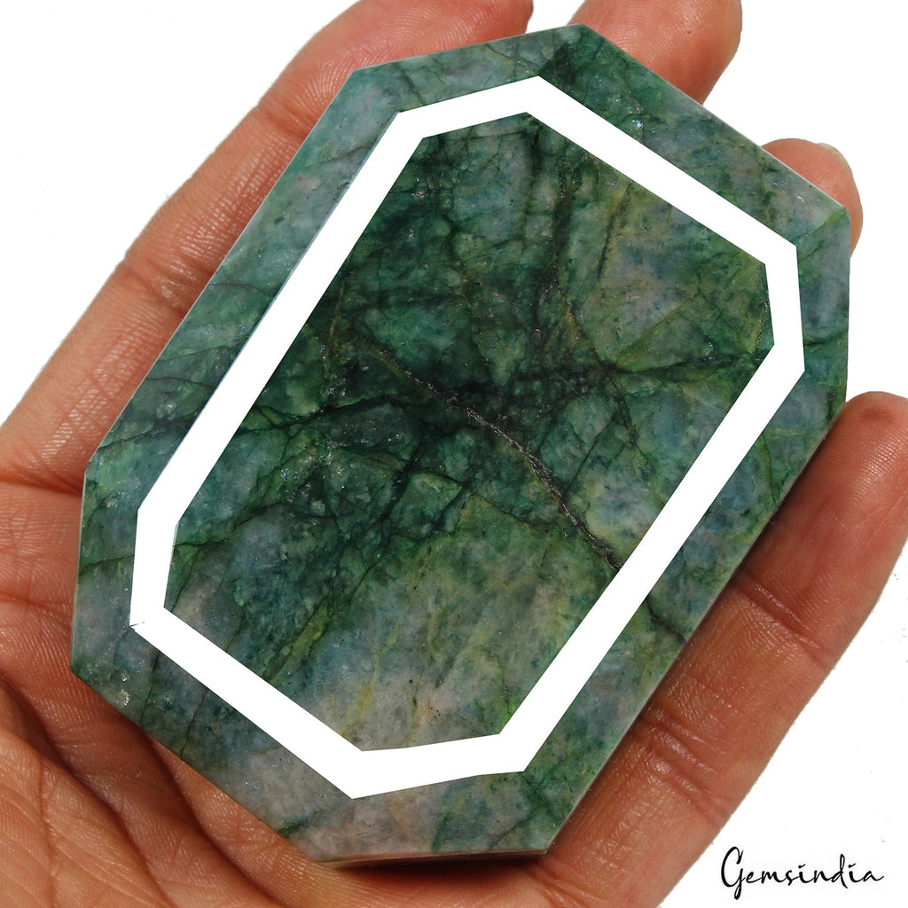 1580 Cts Natural Green Blue Emerald Octagon Faceted Earth Mined Brazilian Gems