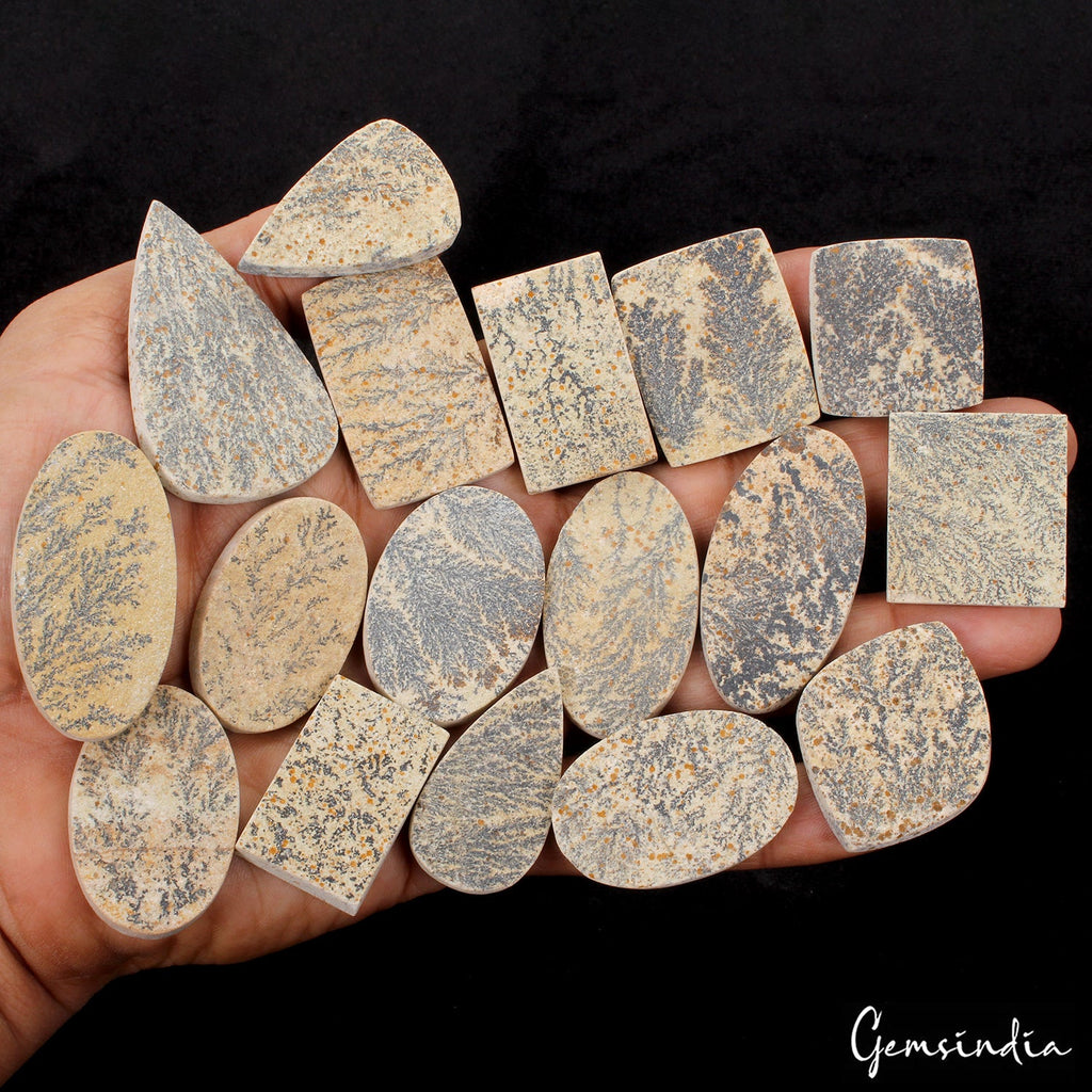 630Ct Natural Untreated Psilomelane Dendrite Tree Agate Rough Mix Cab Gems~17 Pc