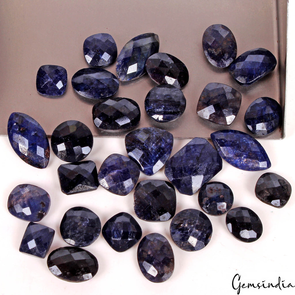 202.30 Cts/29 Pcs Natural Blue Sapphire Mix Checker Cut Loose Gems For Jewelry