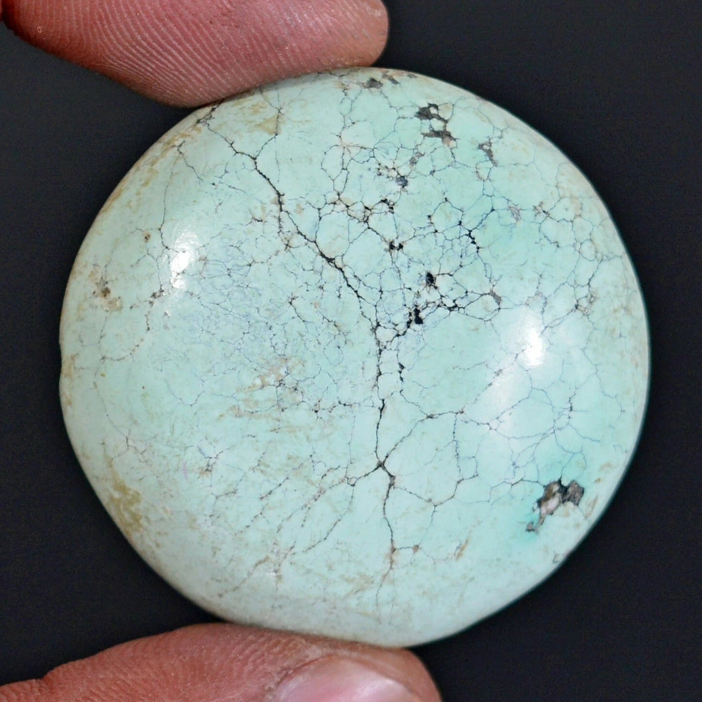 99.50 Ct Untreated Round Cabochon Turquoise Sea Blue Loose Gemstone For Pendant