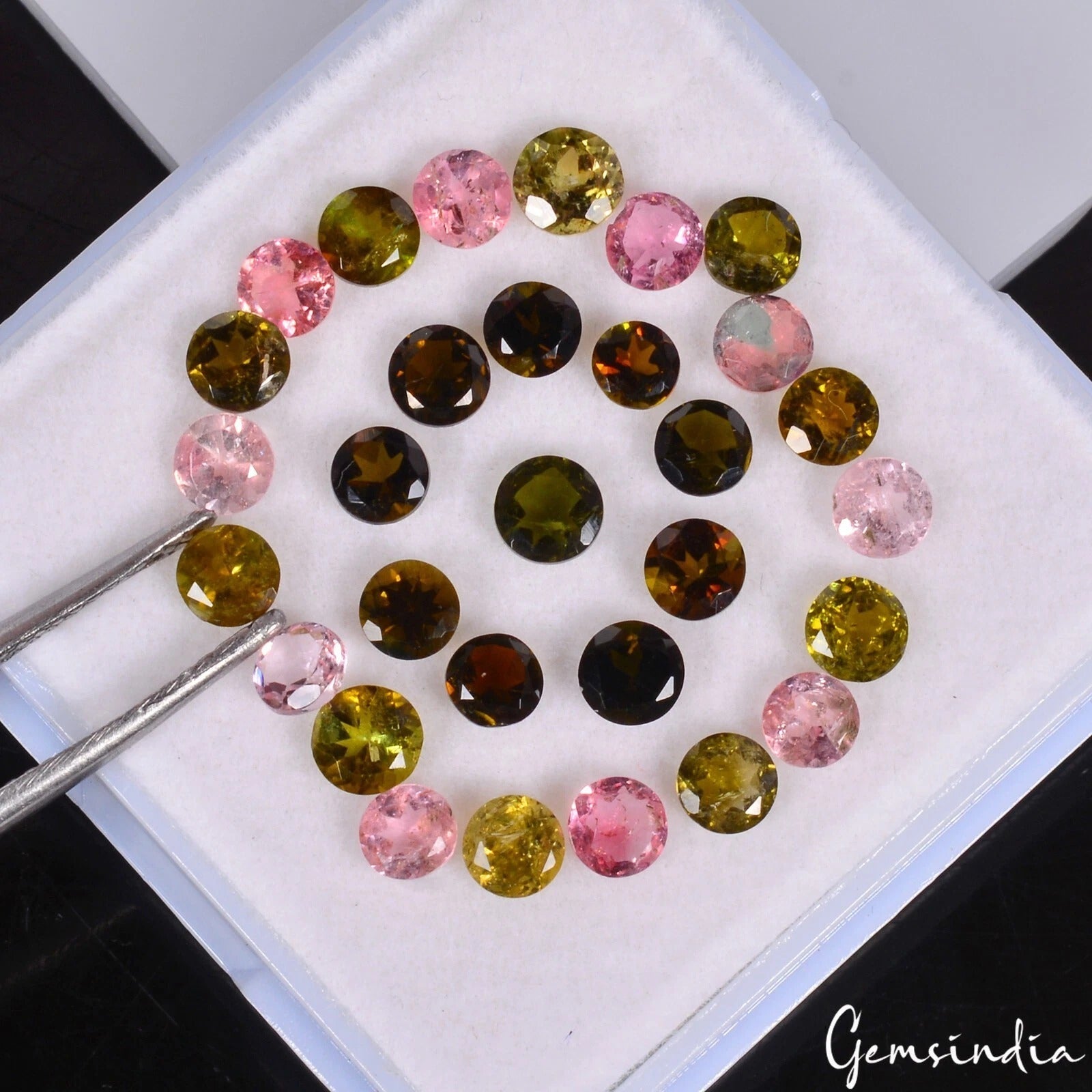7.60 Ct/30 Pcs Natural Untreated Multi Color Tourmaline Round Cut Loose Gems Lot