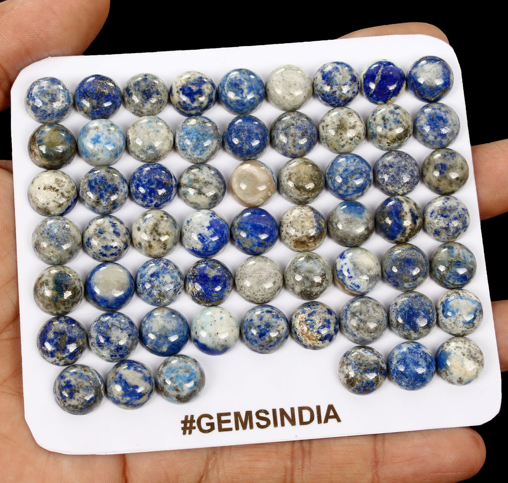60 Pcs Natural Untreated Lapis Lazuli 11mm Round Loose Cabochon Gemstones Lot