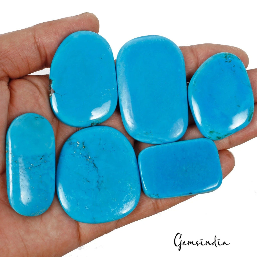 450 Ct/6 Pcs Natural Blue USA Arizona Turquoise Mix Cab Loose Wholesale Gems Lot