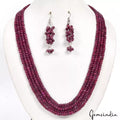 583+Ct Natural Ruby Handmade Multi Strand Women Gem Designer Jewelry Set
