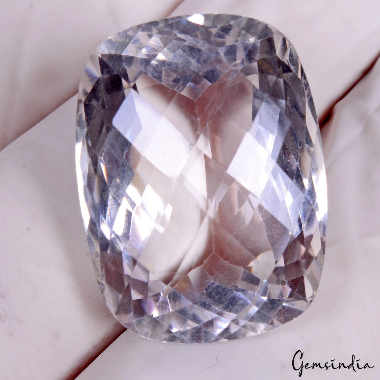 55.00 Cts Natural Lavender color Amethyst Cushion Checker Cut Flawless Gemstone