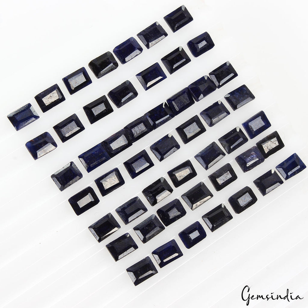 50 PCS NATURAL BLUE SAPPHIRE LOT 7X5MM BAGUETTE CUT GEMSTONES LOT FOR JEWELRY