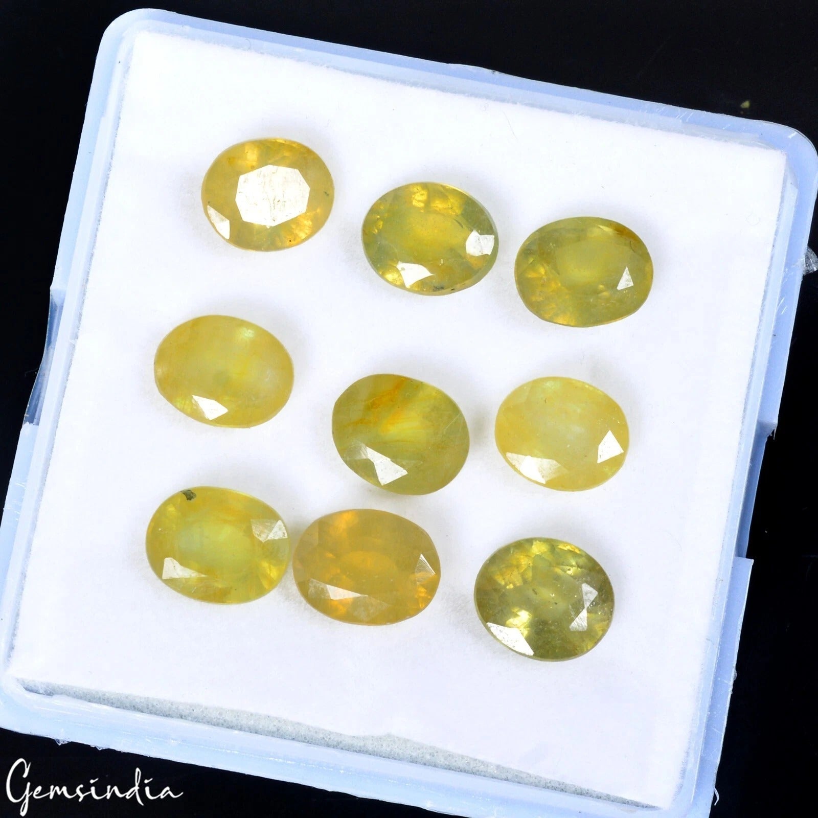 Certified 32.10 Cts/9 Pcs Natural Yellow Sapphire Oval Calibrated 9x7mm Gems Lot