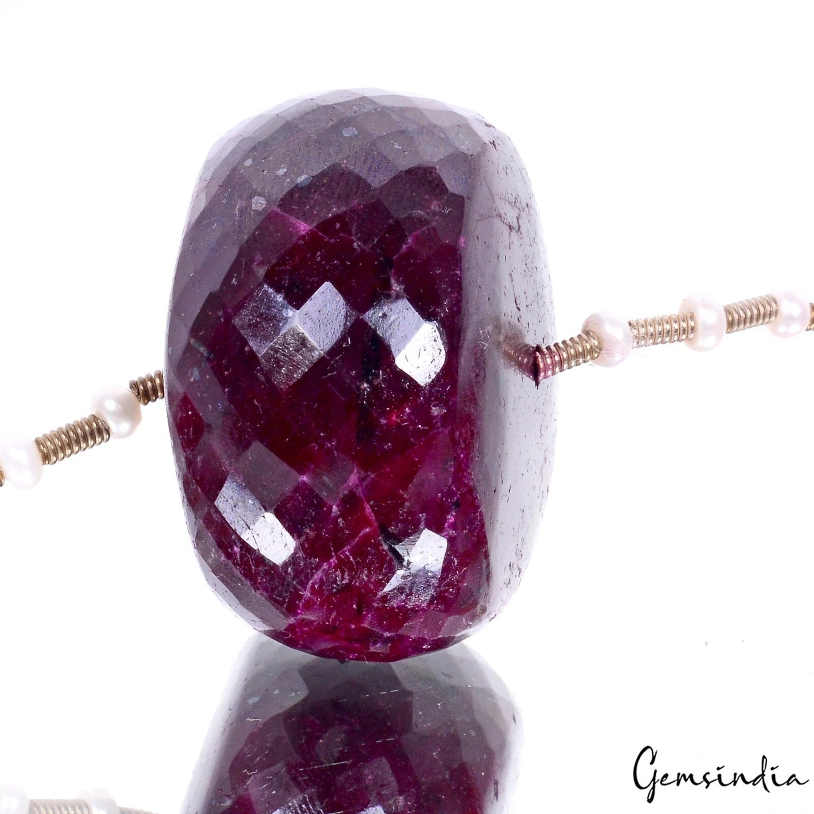 560 Cts Natural Red Ruby Round Checker Cut Center Drilled Loose Bead Loose Gems