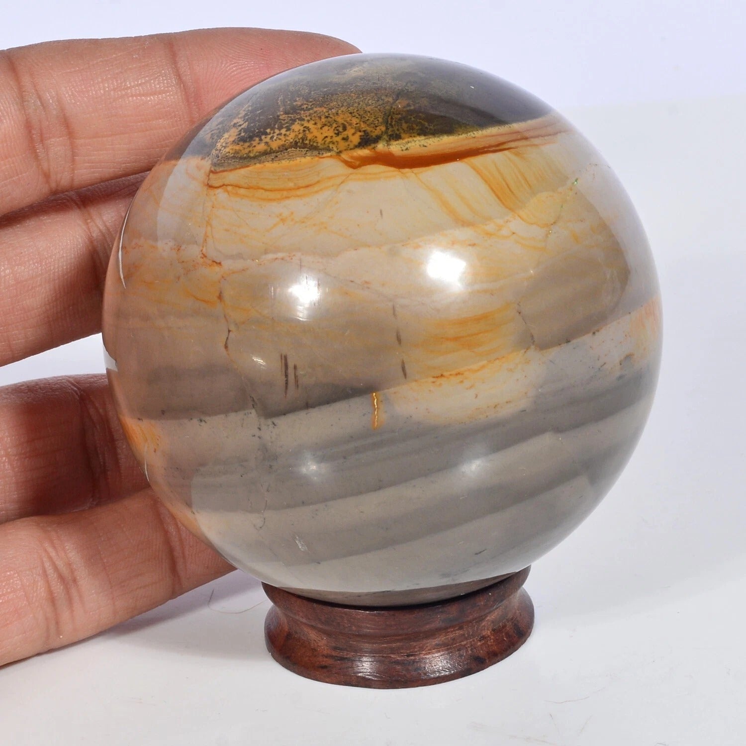 2570 Cts Natural Forest Agate Reiki Crystal Healing Mineral Gemstone Sphere~71mm