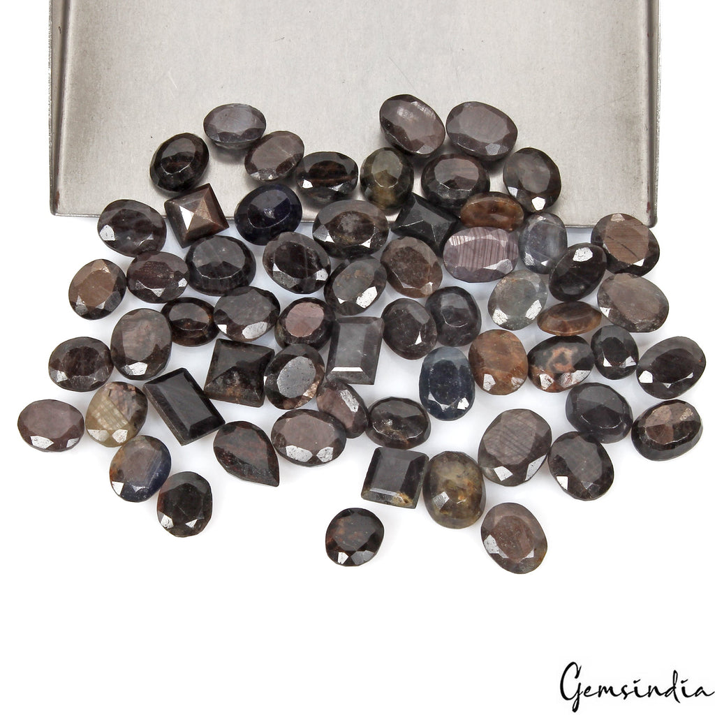 230 Ct/60 Pcs Natural Untreated Brown Black Sapphire Oval Cut 8mm-11mm Gemstones