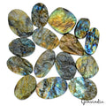 15 Pcs Natural Labradorite Multi Flash Raw Face 30mm-43mm Druzy Loose Gemstones