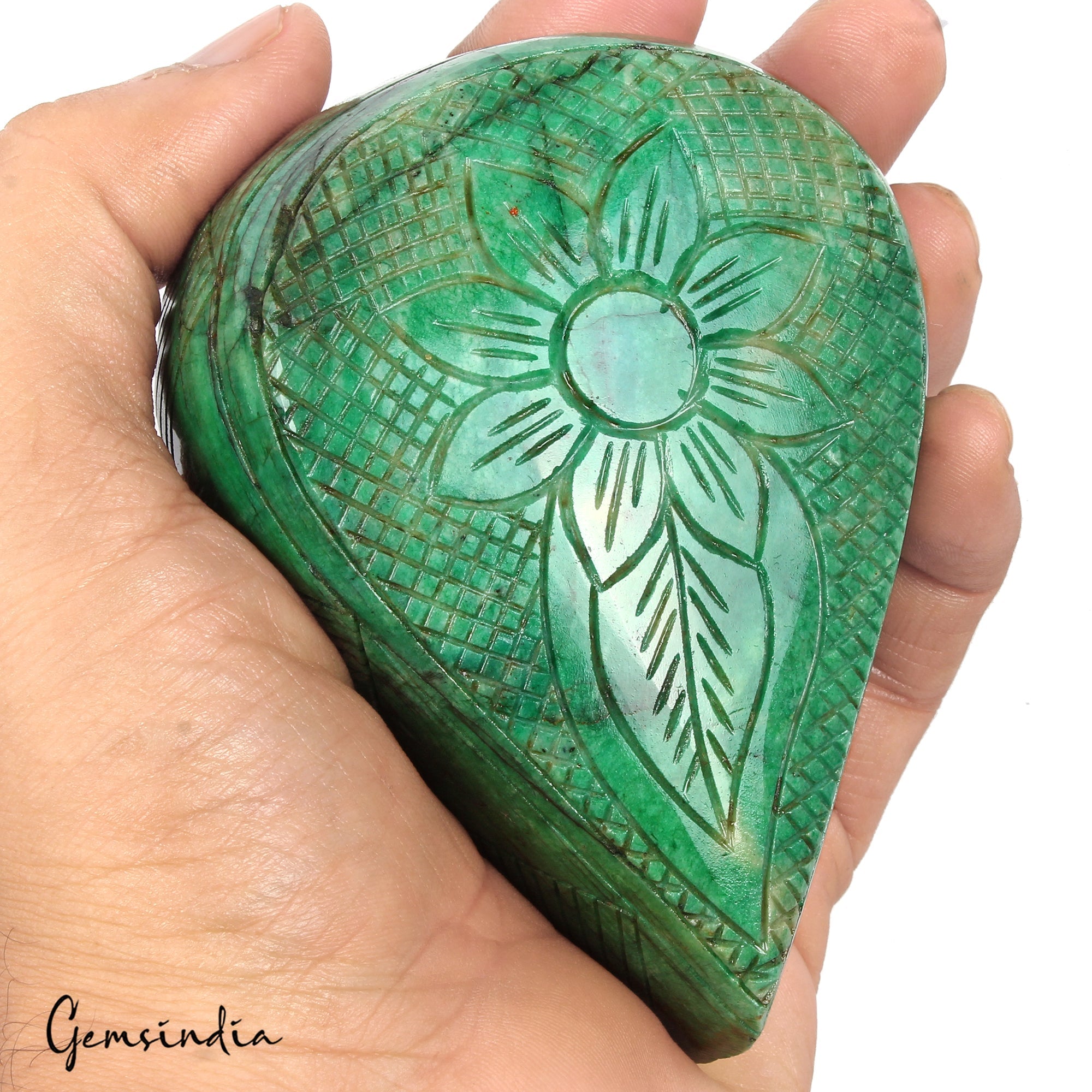 2130 Ct Natural Green Brazilian Emerald Pear Cut Carving Earth Mined Loose Gems