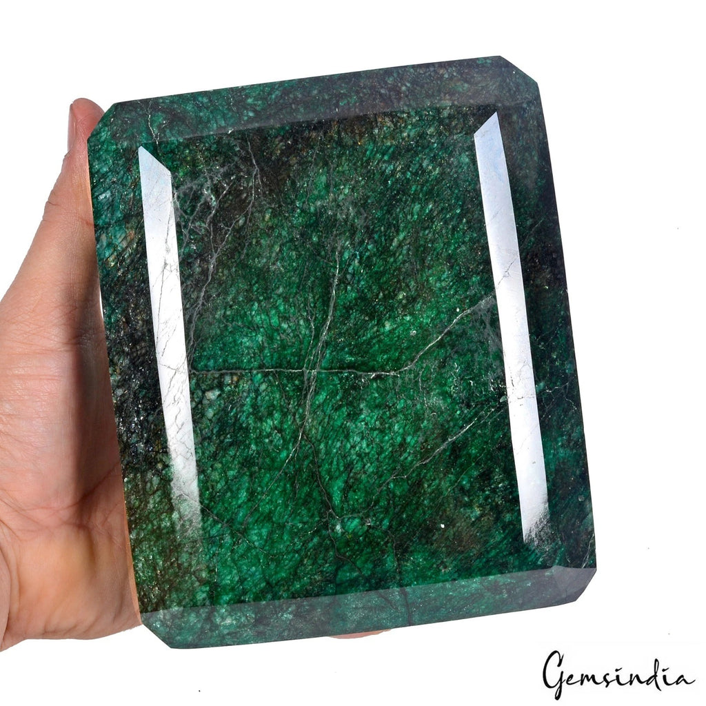 Emerald Loose Gemstone, Octagon Cut, Color Enhanced — 6x5x3.5 Inches, 18500 Ct (3.7 Kg), Brazil