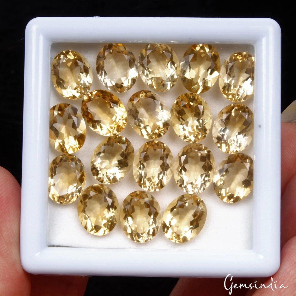 Certified 44.40 Ct/18 Pcs Natural Yellow Citrine Oval Calibrated Gem For Jewelry