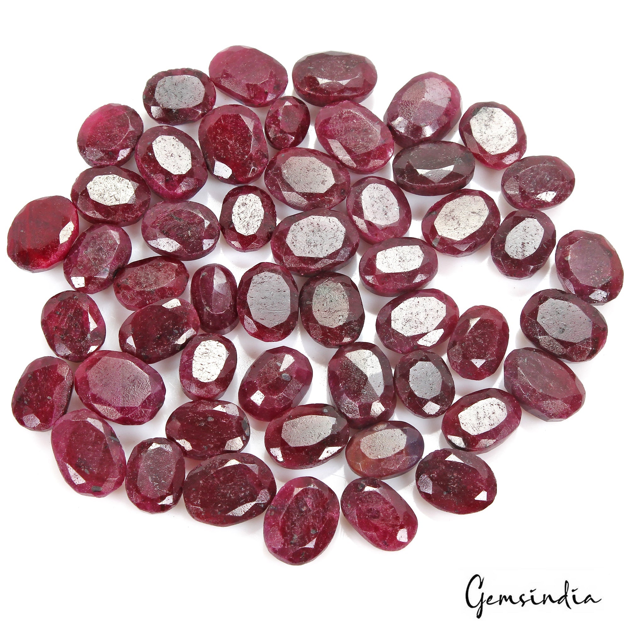 900 Cts/50 Pcs Natural African Dark Red Ruby Oval Faceted Cut Loose Gems Lot