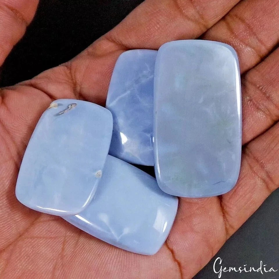 225 Cts/4 Pcs Natural Australian Blue Opal Cushion Cab Loose Wholesale Gems Lot