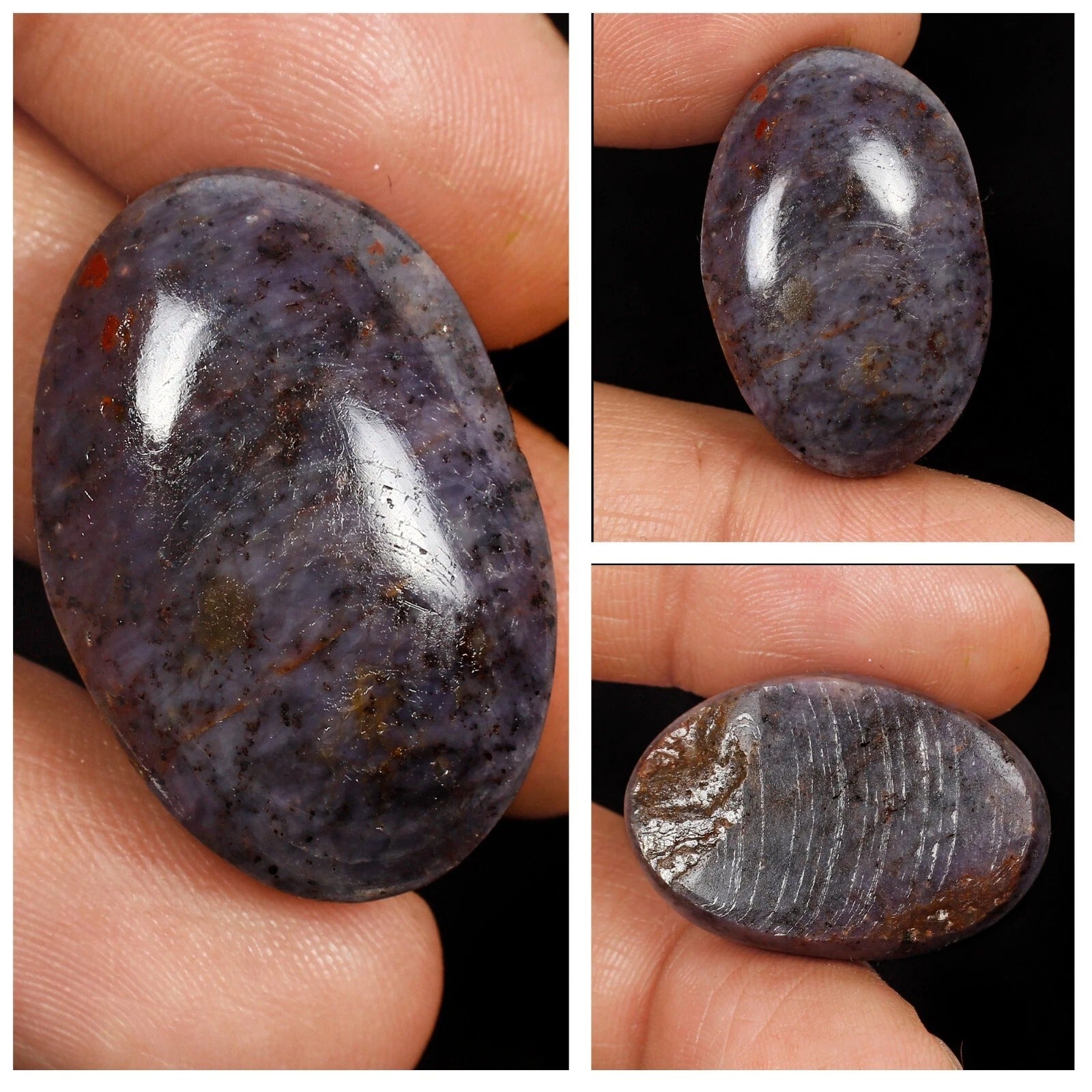 Natural Untreated Violet Gray Star Ruby Oval Cab Earth Mined Gemstone 81.40 Ct