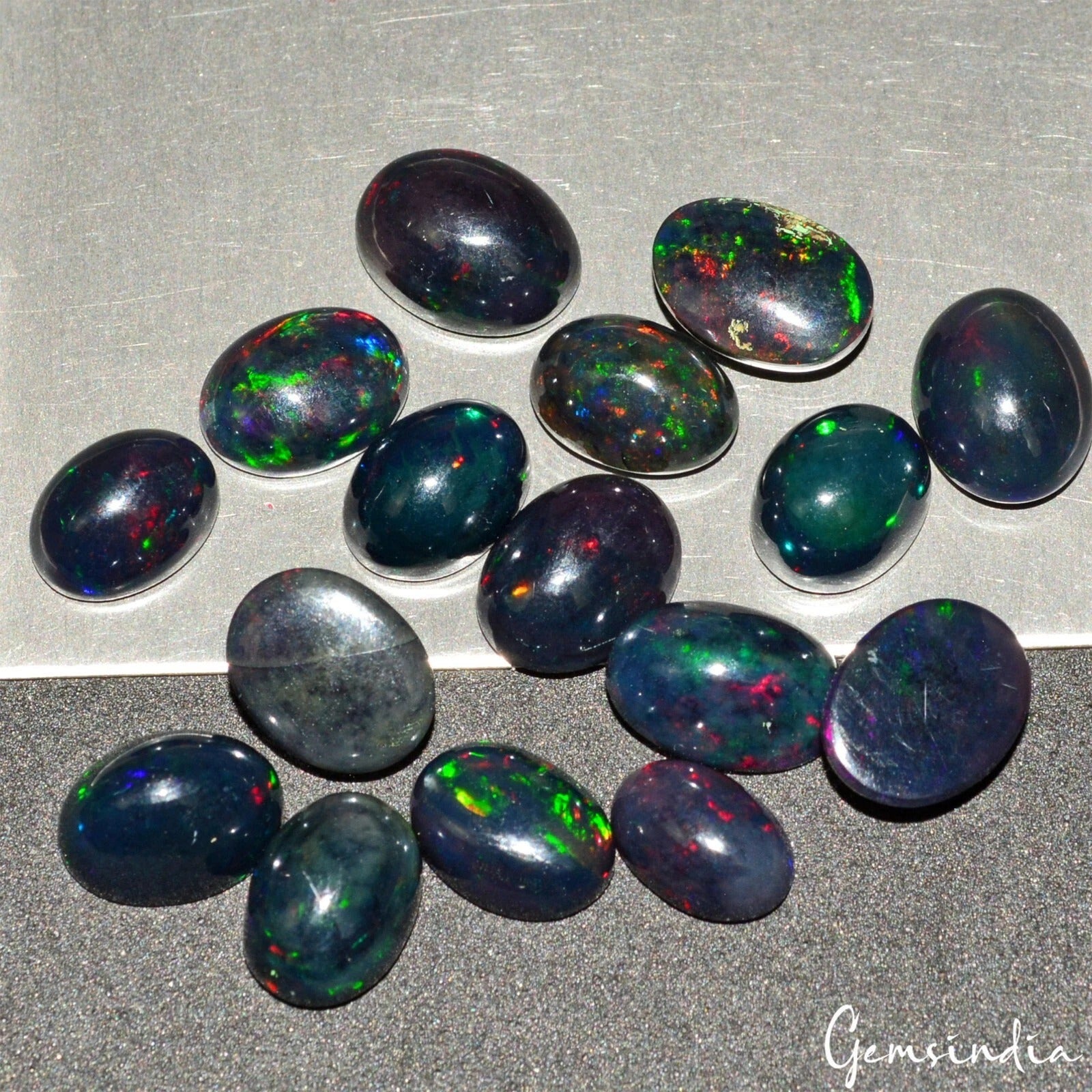 Black Opal Lot, Cabochon, Untreated — 16 Pieces, 9mm to 20mm, 35.10 Ct, Ethiopia