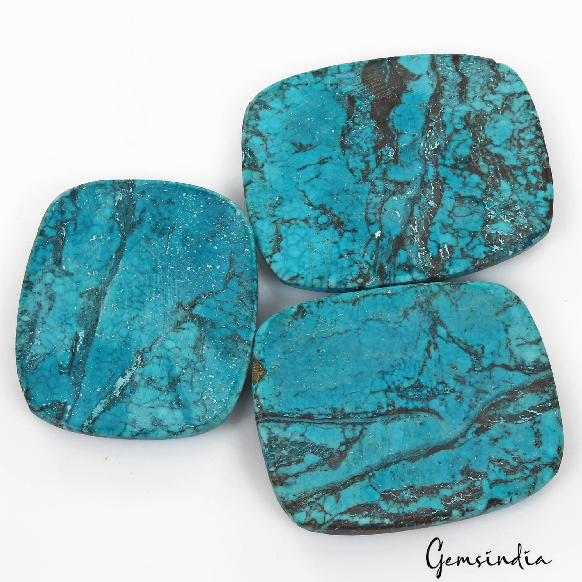 600 Cts/3 Pcs Natural Blue Spider Web Arizona USA Turquoise Cushion Cab Gems Lot