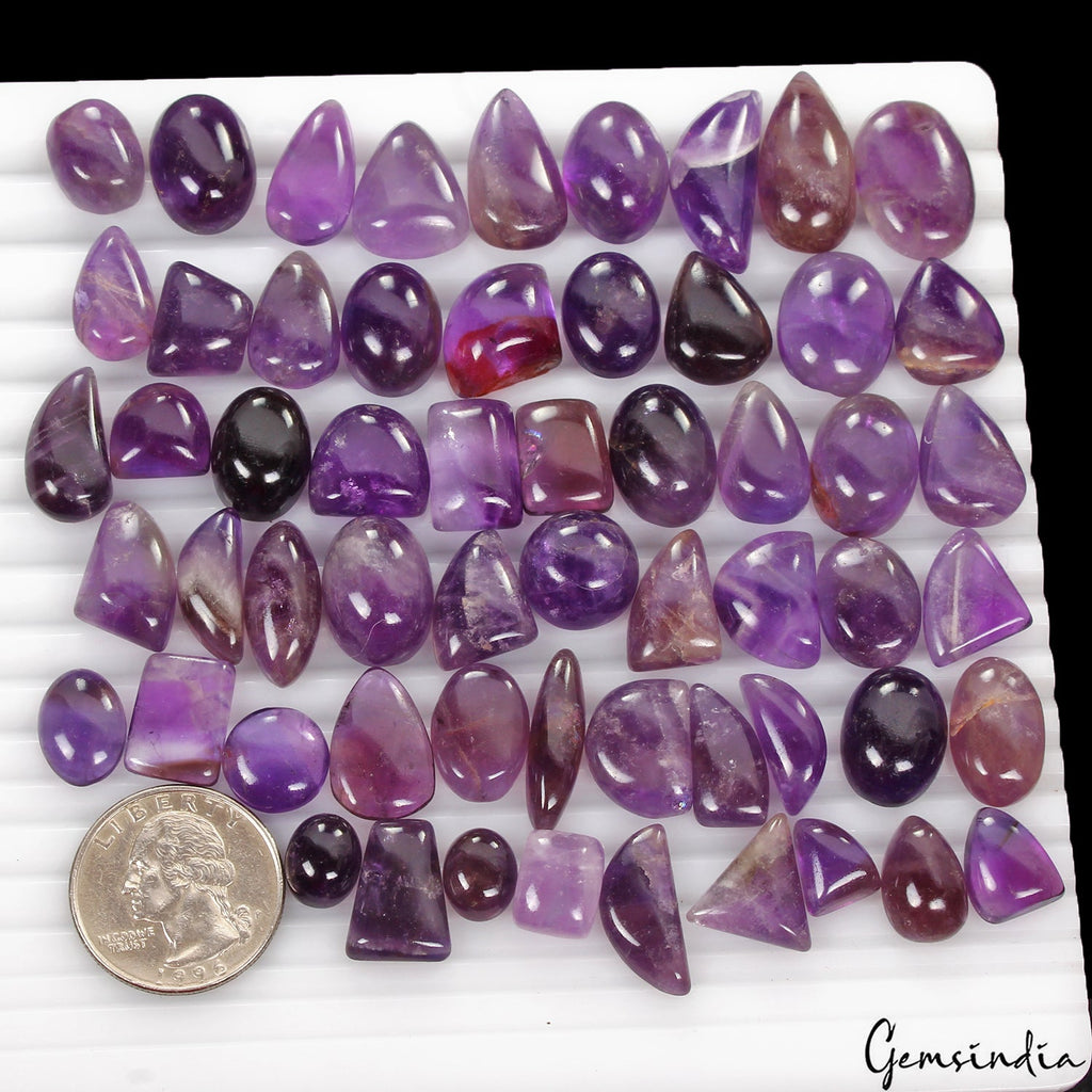 500 Cts/58 Pcs Natural Untreated Rich Purple Amethyst Mix Cab Gem Wholesale Lot