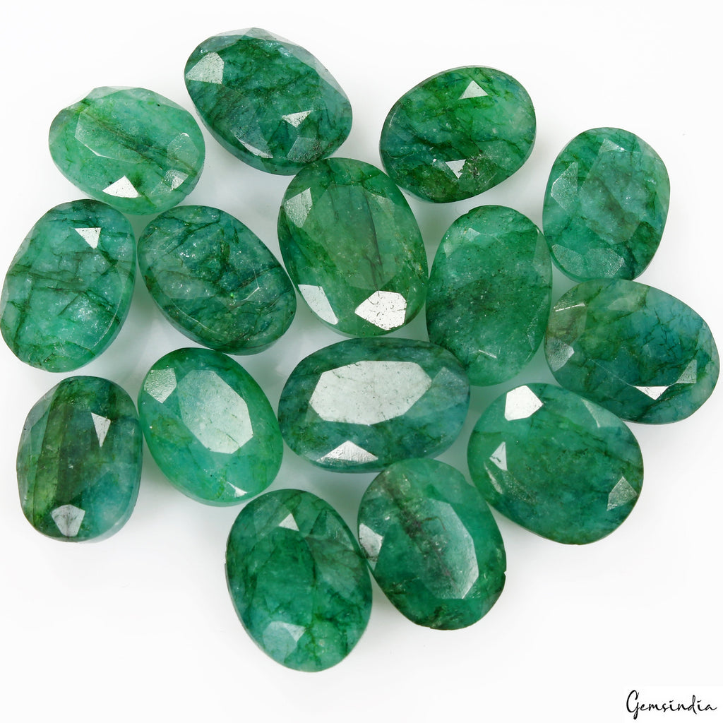 Certified Natural Green Emerald 196 Ct AAA+ Oval Cut Loose Gemstones Lot ~15 Pcs