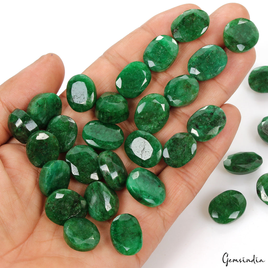 Emerald Lot, Loose Gemstone, Color Enhanced, Green — 30 Pieces, 16mm to 20mm, 520 Ct, Colombia