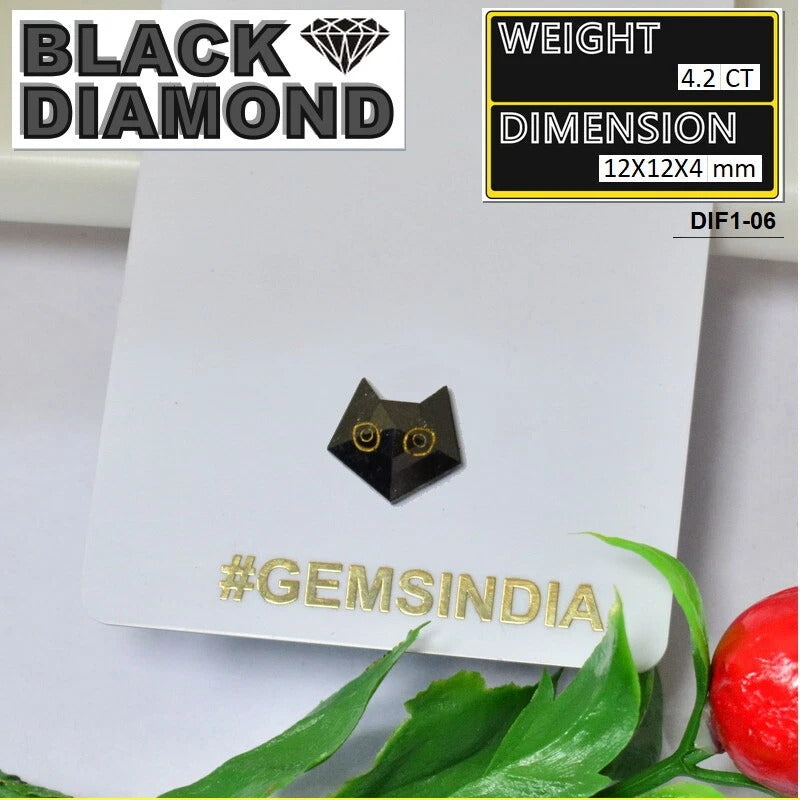 Black Diamond Loose Gemstone, Color Enhanced — 12x12x4 mm, 4.2 Ct, Tanzania