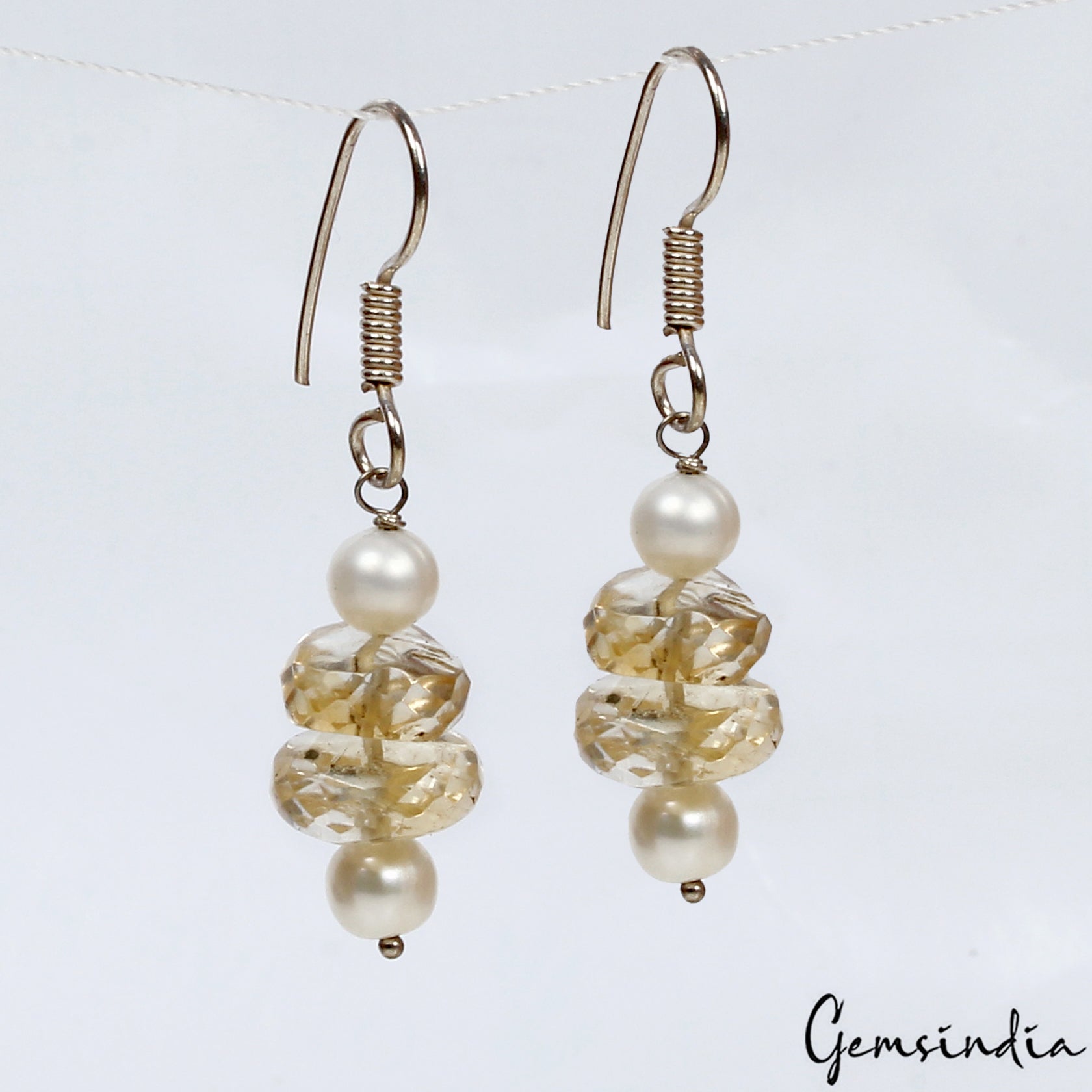 Citrine Earrings, Yellow — 5mm, 28.00 Ct, Brazil