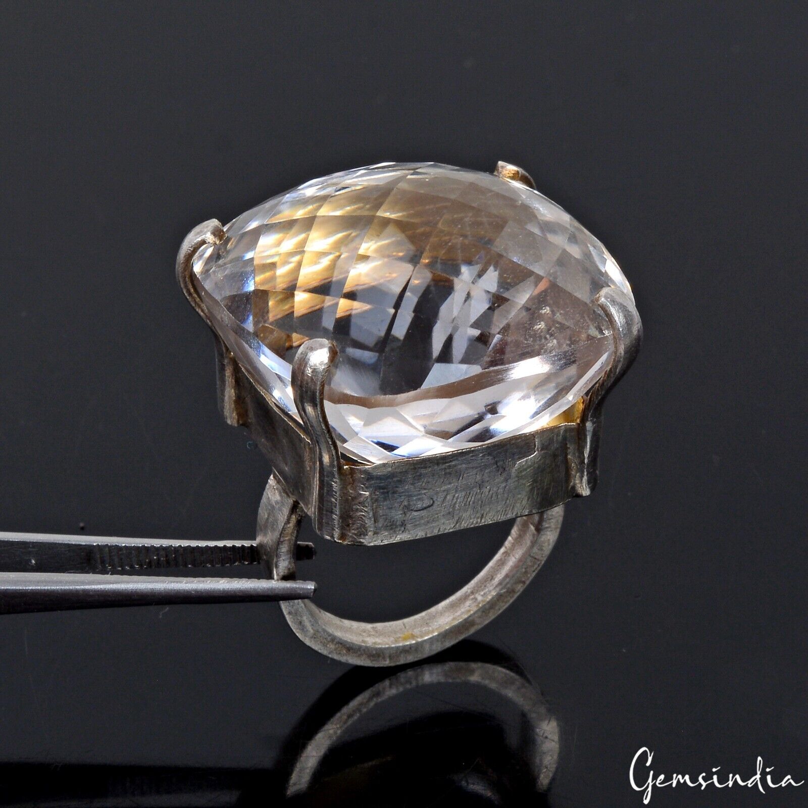 22.20 Gm Natural Amethyst Gemstone Huge 925 Sterling silver Hand made Ring ~7 US