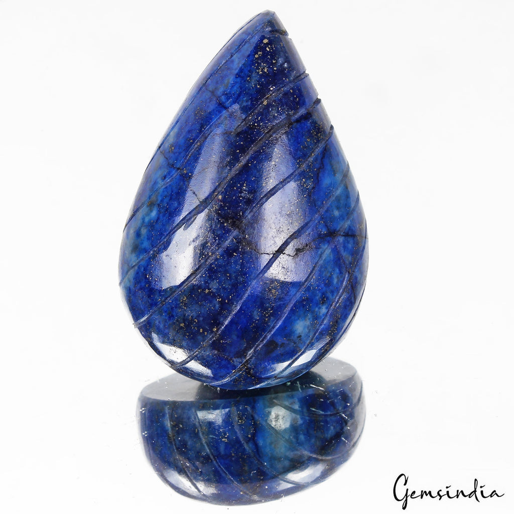 250 Cts Natural Blue Lapis Lazuli Pear Hand Carving Earth Mined Huge loose Gem