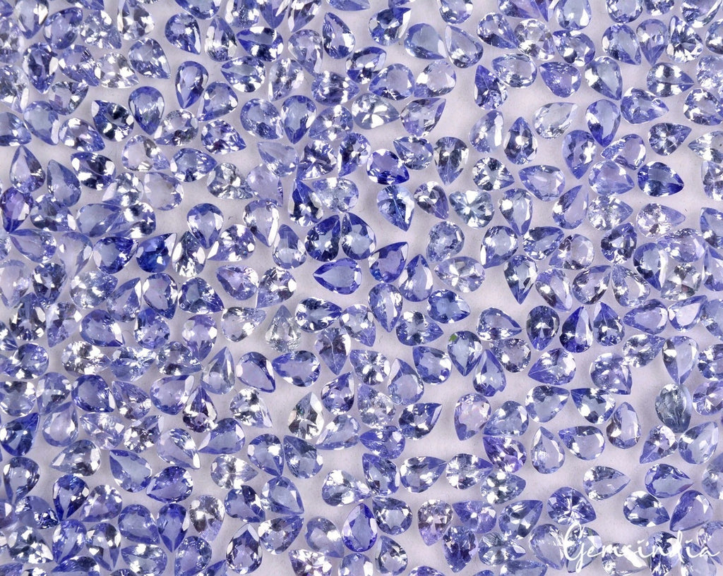 43.20Ct Natural Untreated Blue Tanzanite Pear Faceted 4mmx3mm Loose Gems 330 Pcs