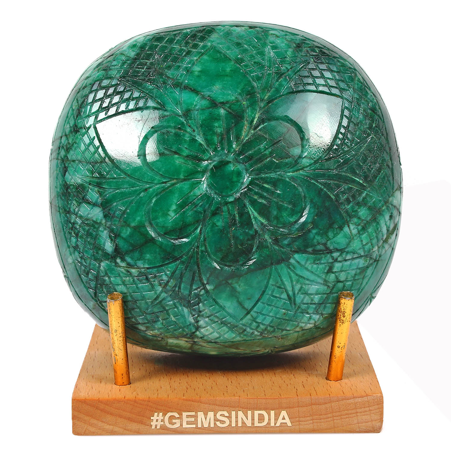 Emerald Carving, Color Enhanced, Green — 94x90x42mm, 3350 Ct, Brazil