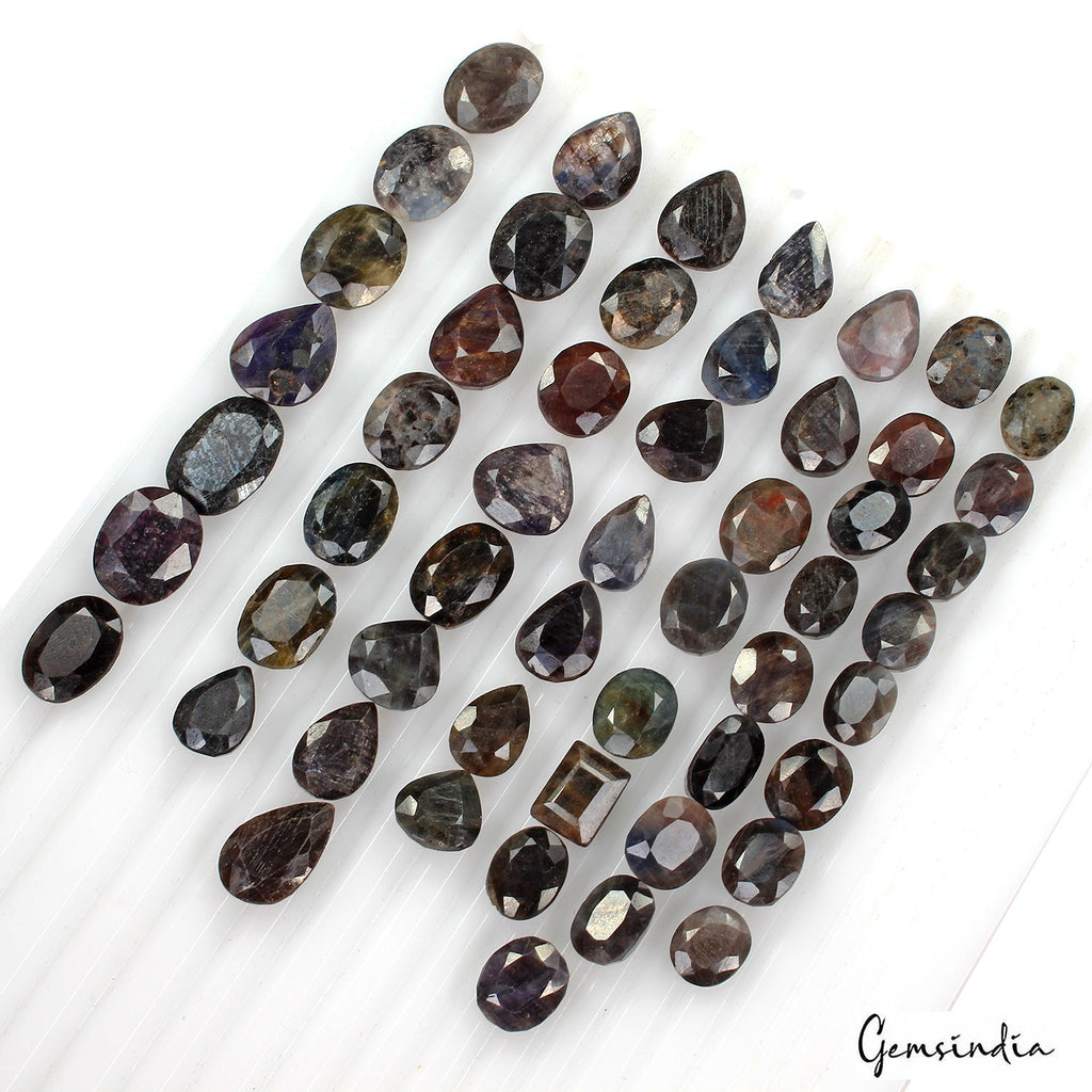 450 Ct Natural Untreated Brown Black Sapphire Oval Cut Faceted Loose Gems Lot