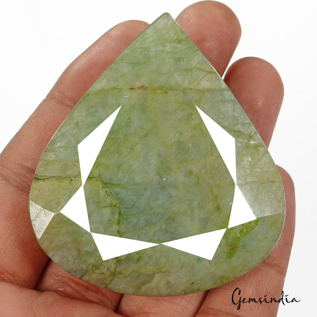 480 Ct Natural Brazilian Green Emerald Pear Faceted Cut Loose Huge Eathmined Gem