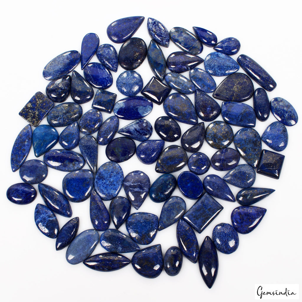 1830 Cts/76 Pcs Natural Blue Lapis Lazuli Gold Flecks Mix Loose Wholesale Gems