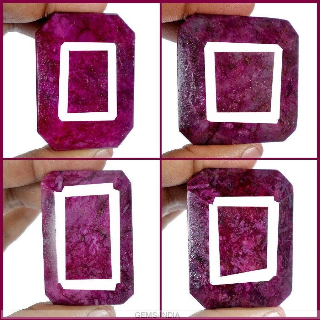 Ruby Lot, Loose Gemstone, Color Enhanced, Red — 4 Pieces, 44mm to 52mm, 1660 Ct, Africa