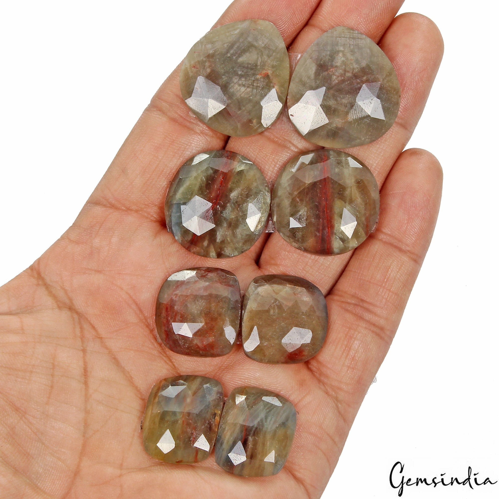 Certified 219.50 Ct/8 Pcs Natural Brown Sapphire Rose Checker Cut Gems ~4 Pairs