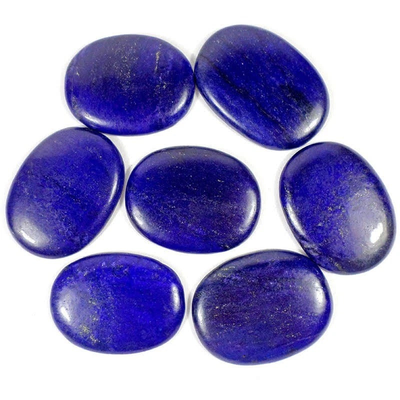 1900 Ct/7Pcs Natural Blue Gold Pyrite Lapis Lazuli Oval Cab Loose Wholesale Gems